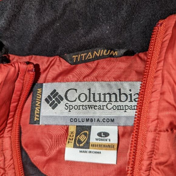 COLUMBIA Red / Orange Down Puffer Short Puffer Coat Size Large - Picture 12 of 14